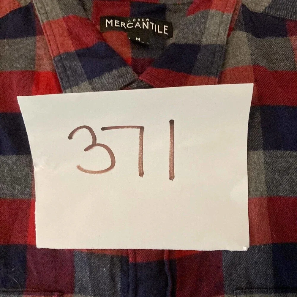 J.‎ Crew Mercantile Shirt Mens Sz M Blue Red Gray Check Cotton Flannel Button Up